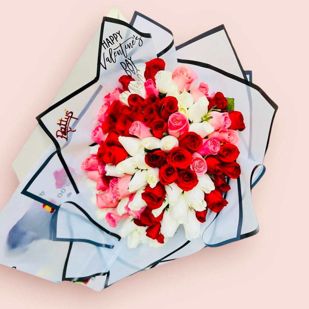 Romántico ramo de 100 rosas