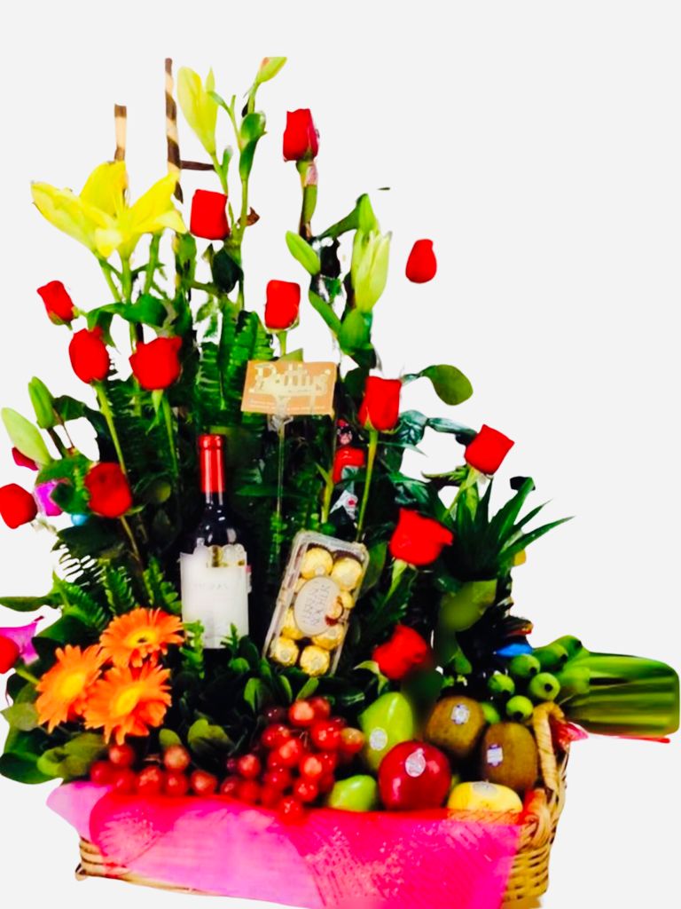 Arreglo frutal floral dulce celebración