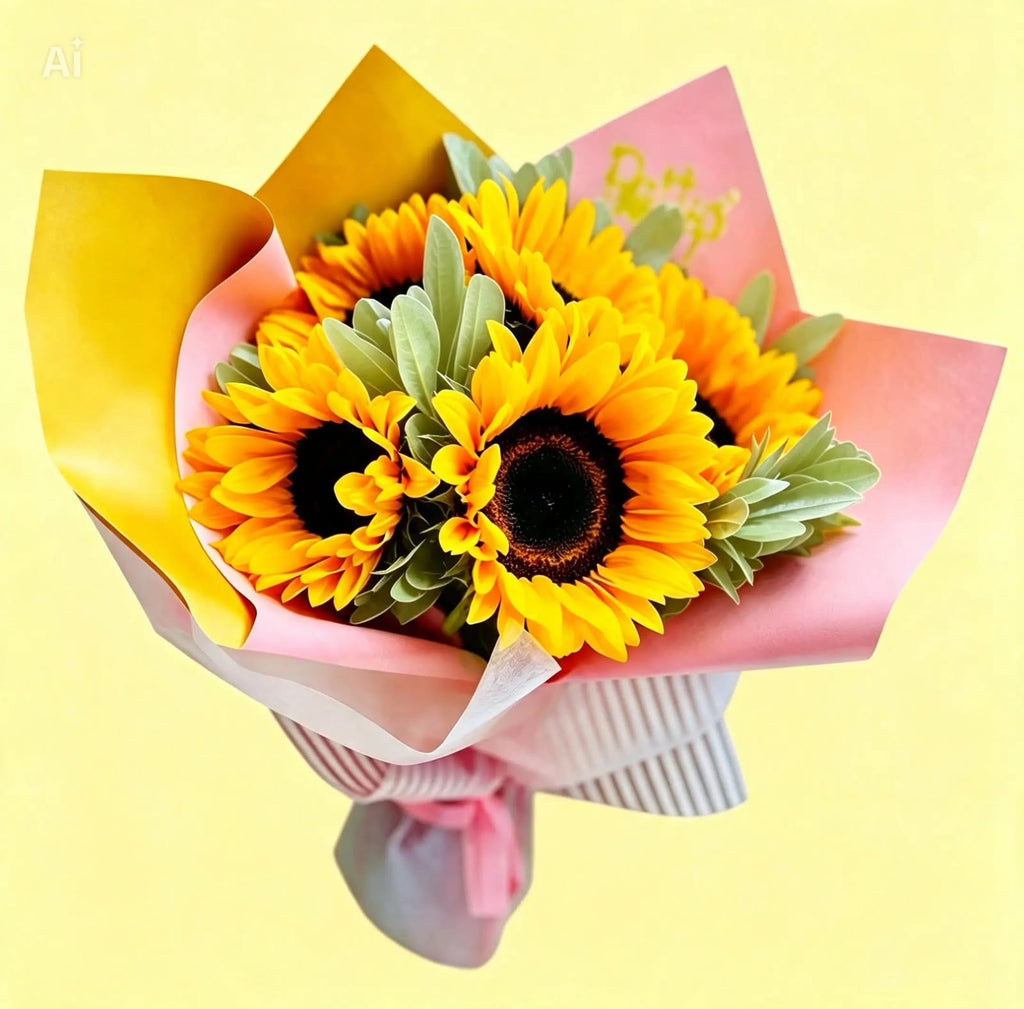 Romántico de 5 girasoles