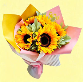 Romántico de 5 girasoles