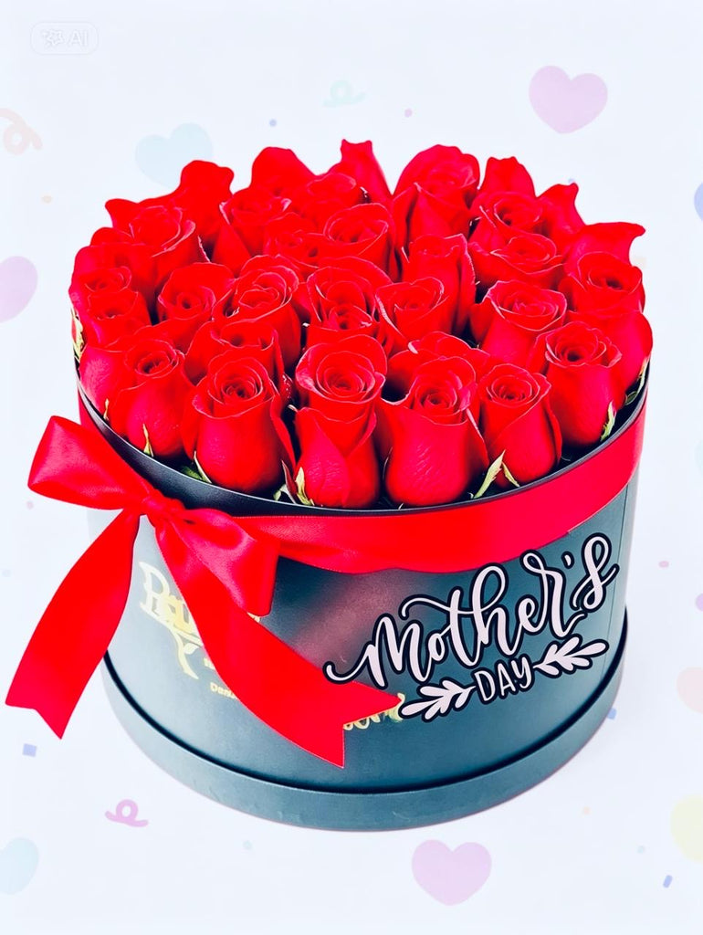 Caja redonda de rosas