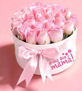 Caja de 25 pink rosas