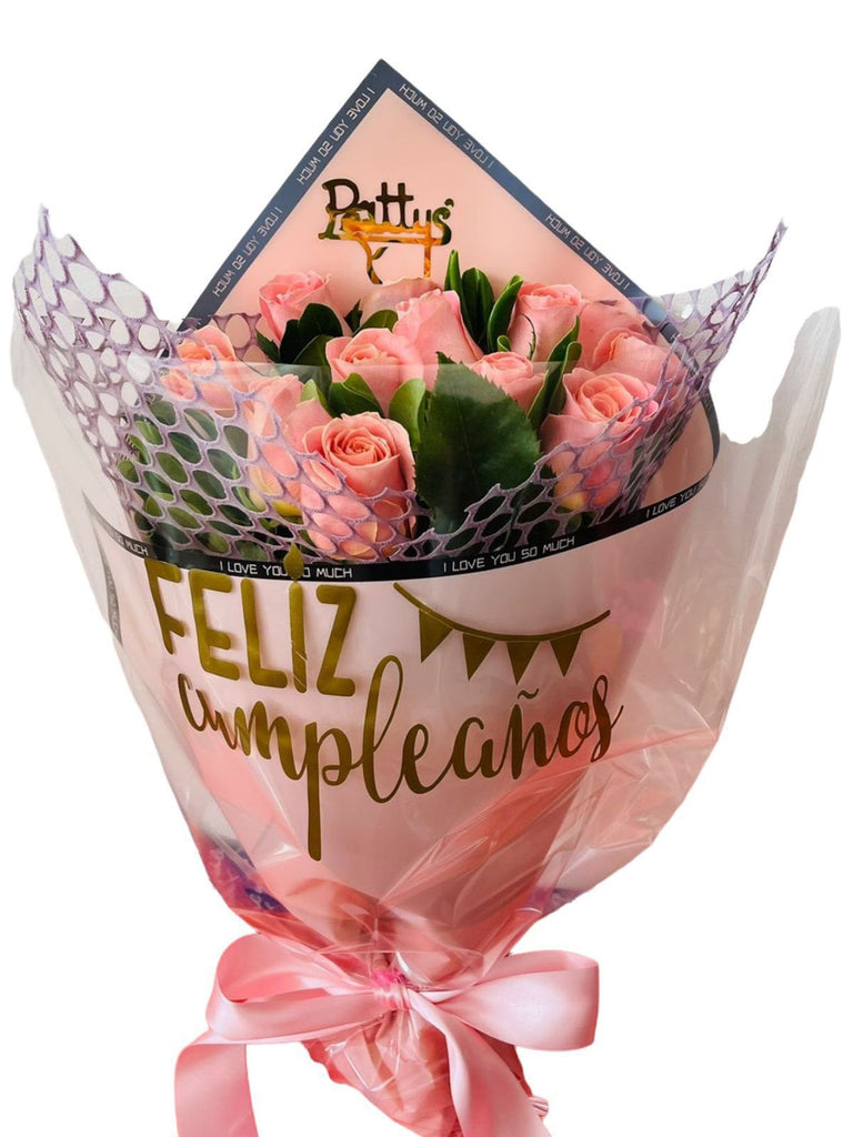 Ramo 12 rosas rosadas