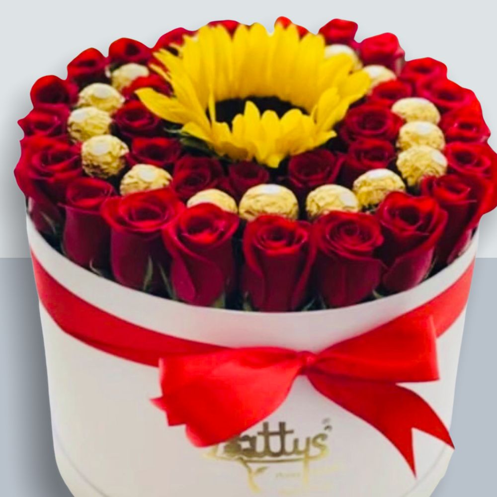 Elegante Flowers box rosas y chocolates