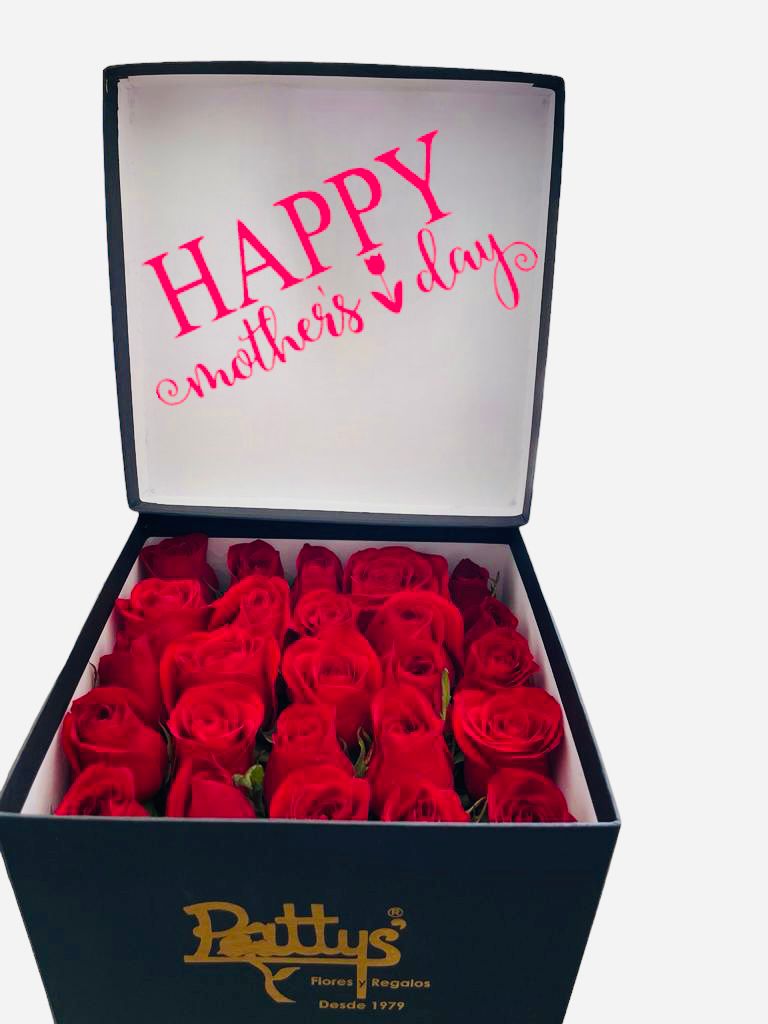 Caja de 25 rosas cerrada